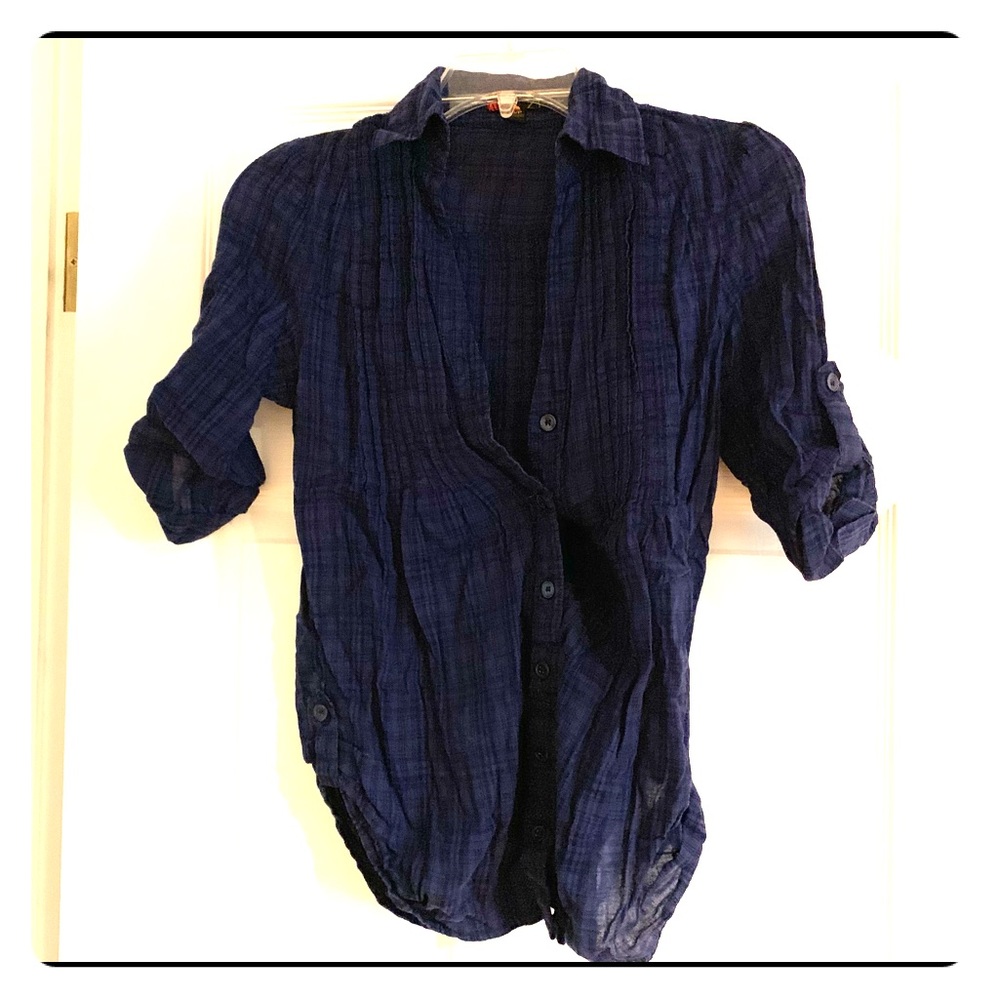 Blue and Black Plaid Button-Down